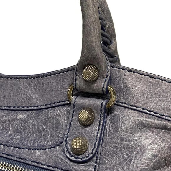 Auth BALENCIAGA The Giant Town 285434 Blue Leather - Handbag - Picture 9 of 15